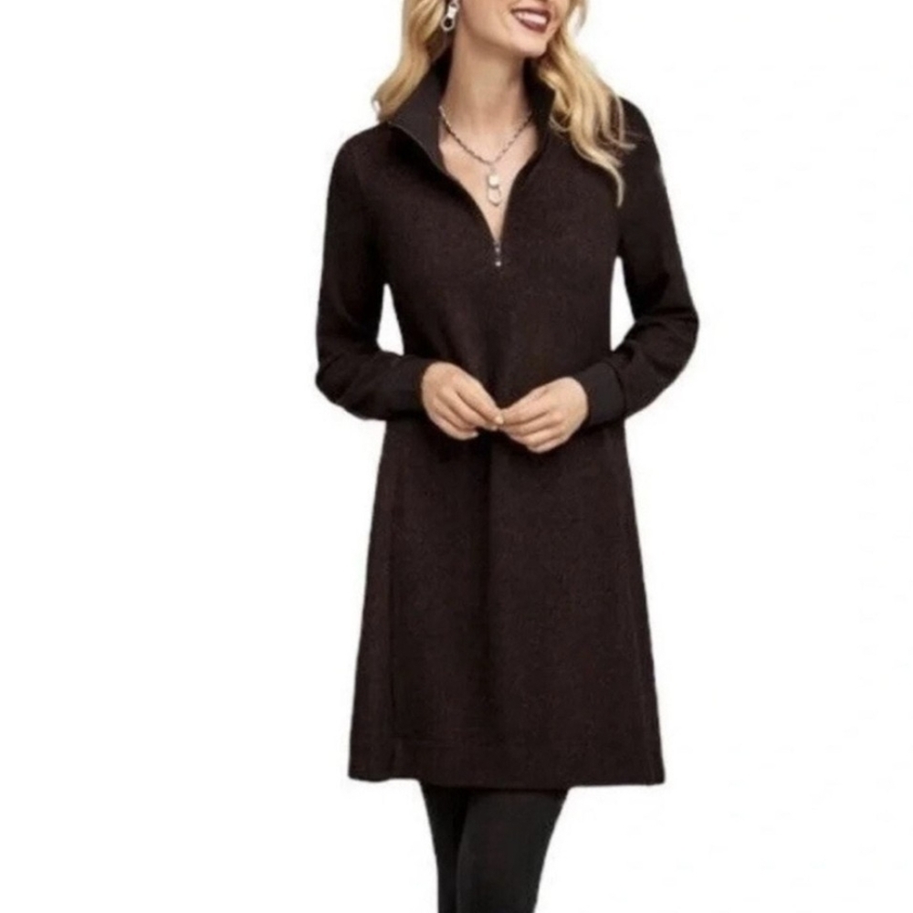 NWOT CAbi Cuddle Dress Heathered Charcoal & Rose Long-Sleeve, Sz S